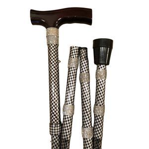 Black and Silver Diamond Bling Walking Cane